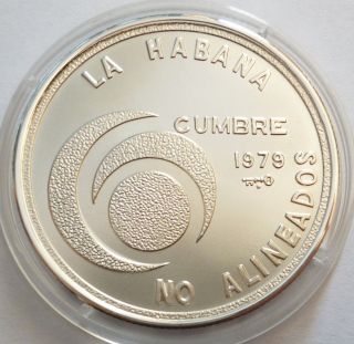 Havana 20 Pesos 1979 Nations Conference Silver Coin Unc photo