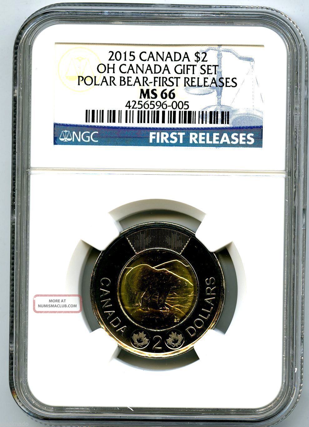 2015 Oh Canada $2 Polar Bear Toonie Ngc Ms66 First Releases Coins: Canada photo