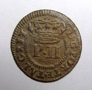 Portugal,  Bronzecoin,  D.  Pedro Ii,  Real E 1/2 1703 photo