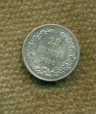Finland Finnish Russian Period Silver Coin 25 Penniä 1916 photo