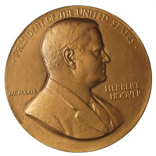 Herbert Hoover Inaugurated 1929 U.  S.  Bronze Medal By J.  R.  Sinnock photo