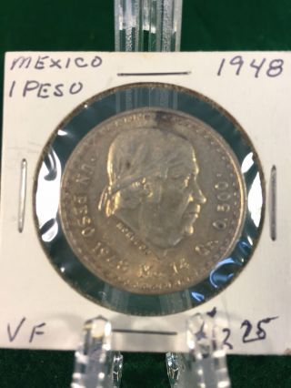1948 Mexico Silver 1 Peso Jose Morelos photo