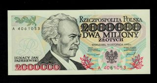 Poland 2000000 Zlotych 1993 A Pick 163 Unc Banknote. photo