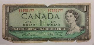 1954 $1 Dollar Bank Of Canada Banknote photo