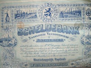 Rare Scheldebank Antwerp Belgium 1923 Top Deco Bank Bond Share Loan photo