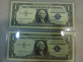 (2) $1 Silver Certificates,  One Star Note,  Wow photo