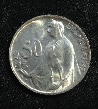 Czechoslovakia 50 Korun Silver Unc. ,  1947 photo