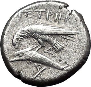 Istros In Thrace Gemini Dioscuri 400bc Ancient Silver Greek Coin Eagle I50061 photo