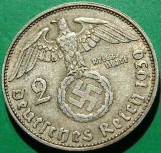 Third Reich Silver Coin 2 Reichsmark 1939 J.  625 Silver photo