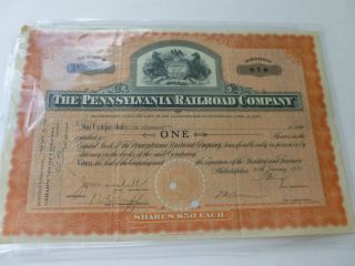 1930 Pennsylvania Railroad Company Stock Certificate - One Share photo