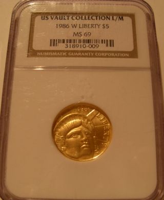 Usa 1986 - W Gold $5 Ngc Ms - 69 Statue Of Liberty Centennial photo