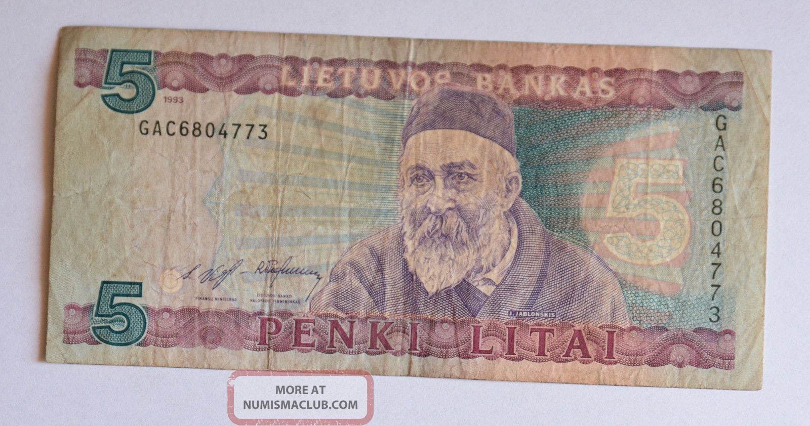 1993 - 5 Litas / 5 Litai Lithuania - Circulated Europe photo