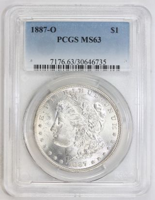 1887 O Morgan Silver Dollar Ms 63 Pcgs (6735) photo