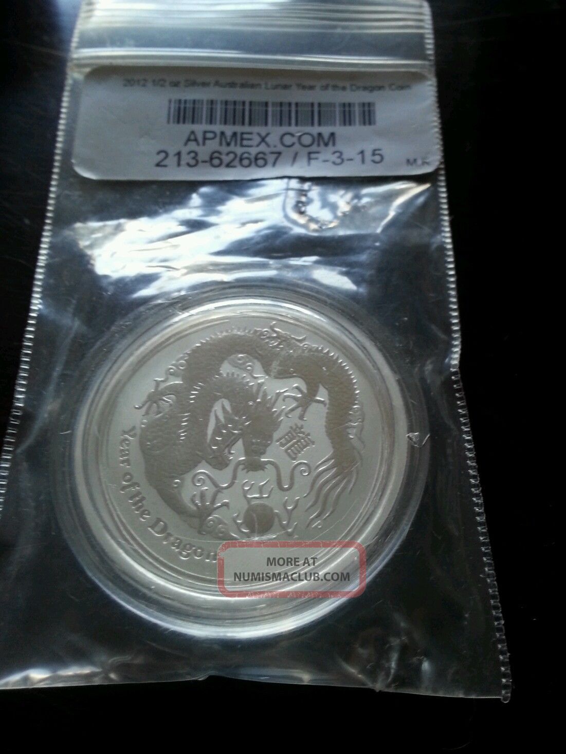 2012 1/2 Oz Australian Silver Year Of The Dragon Coin Bu Coins: World photo