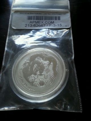 2012 1/2 Oz Australian Silver Year Of The Dragon Coin Bu photo