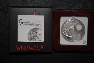 Palau 2013 10$ Mythical Creatures The Werewolf 2 Oz Silver Coin,  Marble Inlay - photo