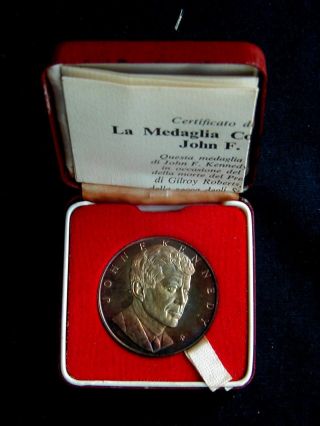 1974 Italy Rare Silver Medal Jfk John F Kennedy Franklin photo
