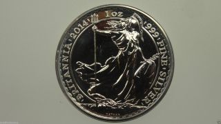 2014 Britannia 1oz 999 Silver 2 Pounds Uncirculated Coin photo