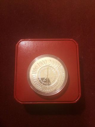2000 Silver Isle Of Man Crown Proof Millennium Coin Rare photo
