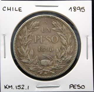 Chile 1895 Coin (1) Peso Weight Of 20g And 835 Fine Silver photo