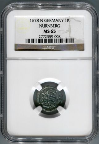Nurnberg 1 Silver Kreuzer 1678 - N Germany Ngc Ms - 65 Medieval Historic Rare photo