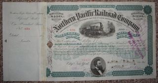 Northern Pacific Railroad Co.  100 Shares Stock Cert.  /dated 1891/green Color photo