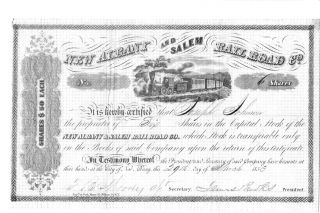 Early Albany And Salem Railroad Co 6 Shares Indiana Stock Certificate 1853 photo