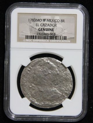 1783 Ff 8 Reales Silver Coin 1784 El Cazador Shipwreck Ngc Piece Of 8 photo