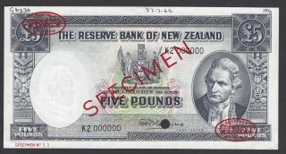 Zealand 5 Pound Nd 1956 - 60 P160c Specimen Tdlr Aunc - Unc photo