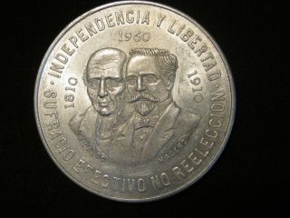 1960 Silver Diez Peso (10 Peso) Mexico Coin (hidalgo And Madero) Uncirculated. photo