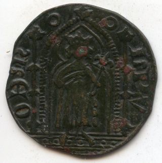 France: Medieval Token.  King Under Canopy Type.  1326 - 1350.  Philip V.  Rare. photo