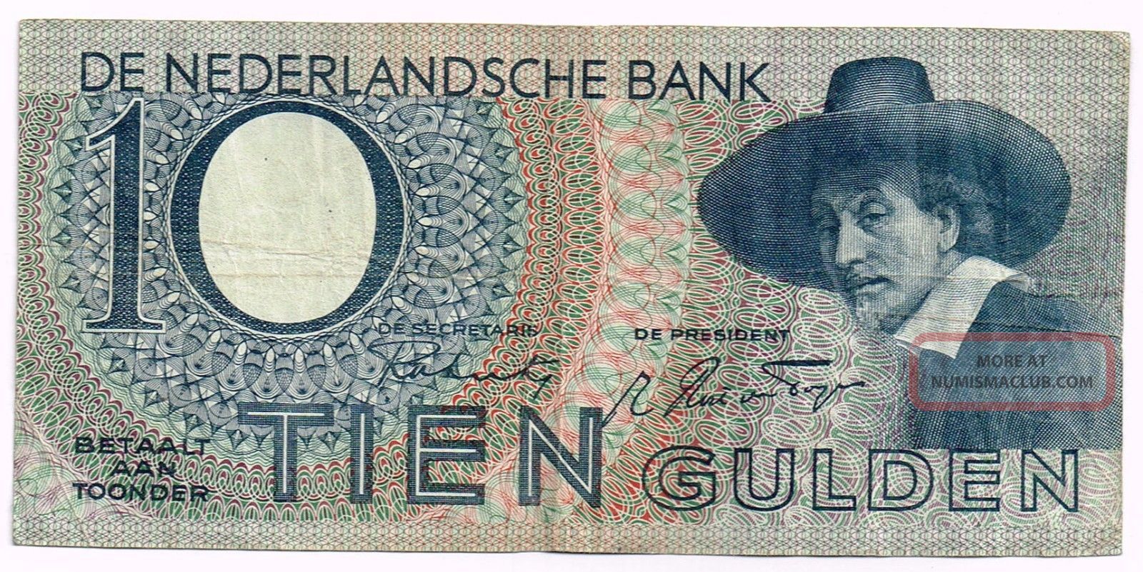 1944 Netherlands 10 Gulden Note - P59 Europe photo