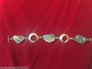 Ancient Roman Glass 925 Sterling Silver Bracelet 2000 Yrs.  Old From The Holy Land photo
