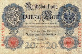 Xxx - Rare German 20 Mark Empire Banknote From 1907 photo