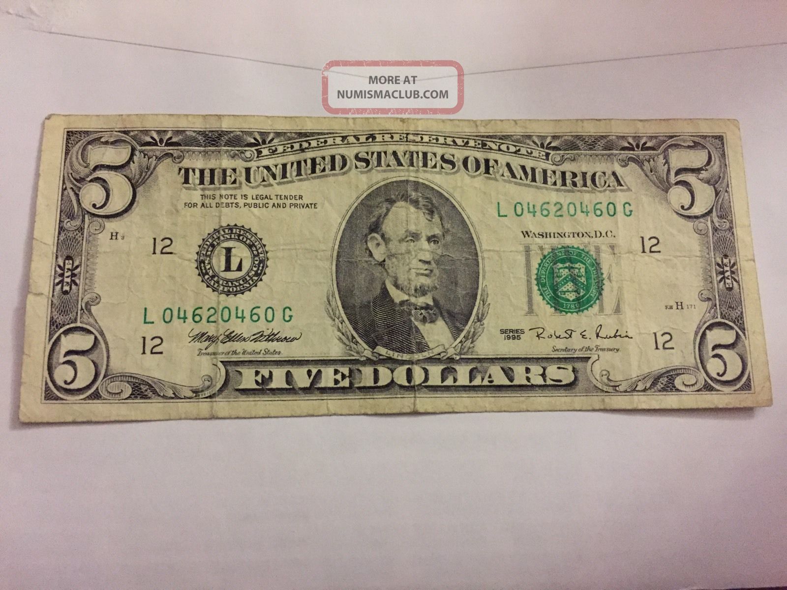 series 1995 $5 dollar bill serial number lookup