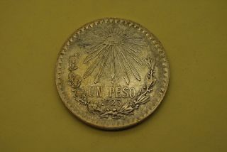1923 Silver Mexico Un Peso Rare Circulated 0.  720 photo