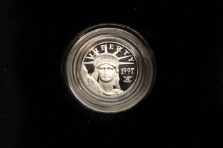 1997 $10 1/10 Oz Platinum Proof American Eagle 1st Year W Box Inaugural Coin photo