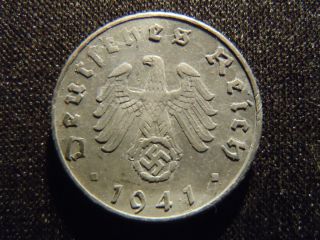 1941 - A - German - Ww2 - 5 - Reichspfennig - Germany - Nazi Coin - Swastika - World - Ab - 4136 - Cent photo