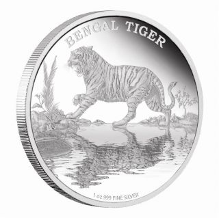Niue 2015 2$ Endangered Species - Bengal Tiger 1oz Silver Coin Limited 2000 photo
