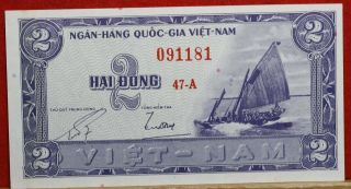 Uncirculated 1955 South Vietnam 2 Dong P - 12 Crisp Note S/h photo