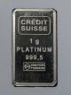 1985 Platinum Credit Suisse 1 Gram Bar Swiss Ingot Satue Of Liberty 2443 Platinum photo 1