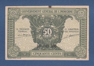 French Indochina Banknote - 50 Cents 1942,  Very Good Grade. photo