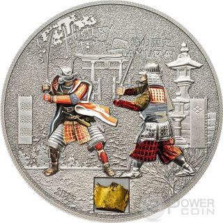 Samurai History Armor 1 Oz Silver Proof Coin 5$ Cook Islands 2015 photo