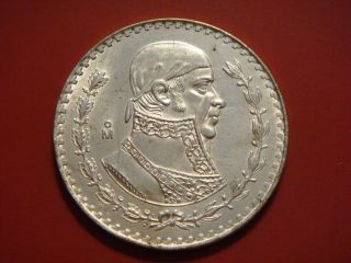 Mexico 1 Peso,  1962,  Jose Morelos Y Pavon.  Silver Coin photo