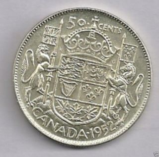 1952 Canada 80 Silver 50 Cent Last Year For King George Vi photo