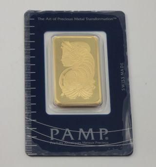1 Oz.  Gold Bar - Pamp Suisse - Fortuna - 999.  9 Fine In Assay photo