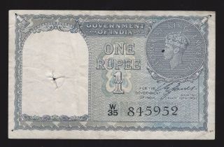 1940 India 1 Rupee Note,  Pick 25 photo