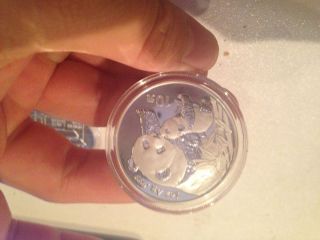 2004 China 10 Yuan Panda 1 Oz.  999 Fine Silver Coin Pl In Capsule photo