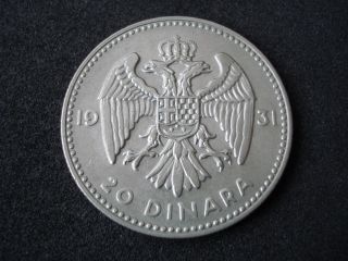 Yugoslavia,  20 Dinara,  1931,  Silver photo