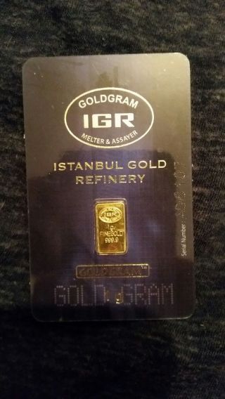 1 Gram Istanbul Gold Refinery Bar 999.  9 Fine (in Assay Card) Best Investment photo
